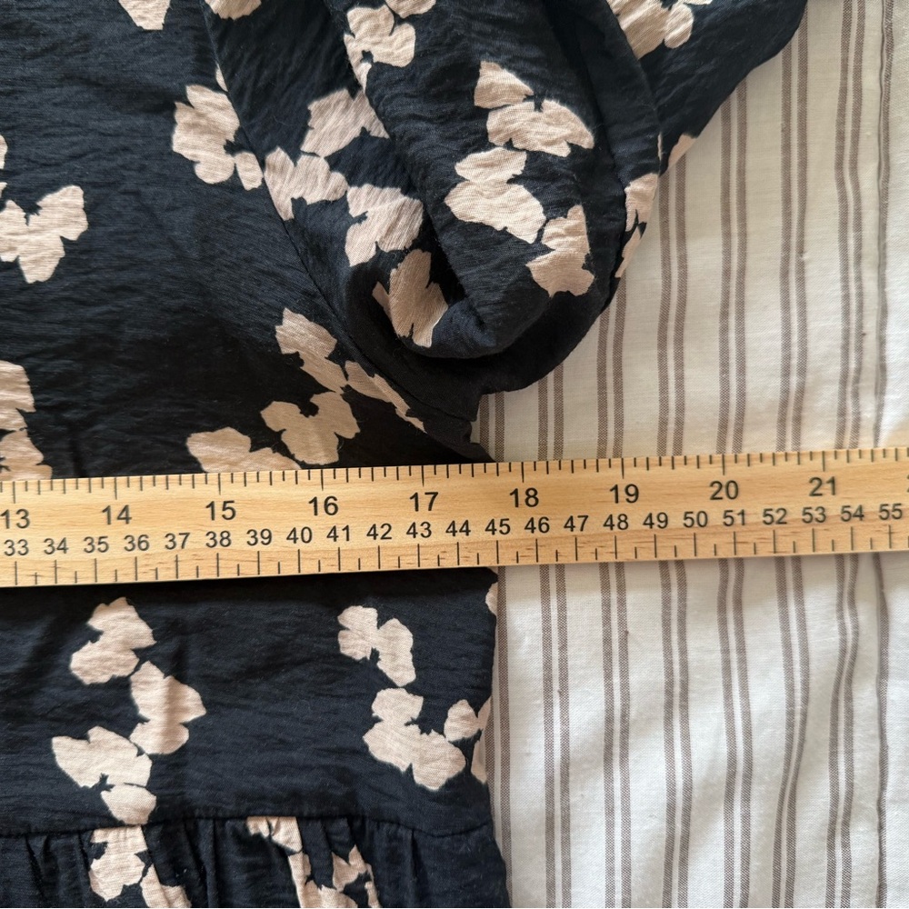 a new day Black Midi Dress with Cream Floral Print and Puff Sleeves - Picture 10 of 16